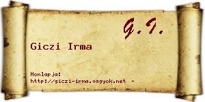 Giczi Irma névjegykártya